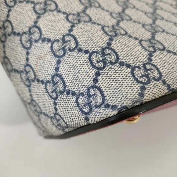 GG Supreme Monogram Linea A Foldover Tote Beige Blue Hibiscus Red - Picture 5 of 16